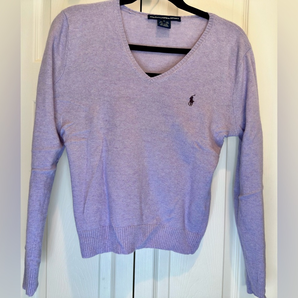 Ralph Lauren Lavender V-Neck Cotton Sweater